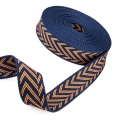 Gurtband Polyester-Baumwolle 38mm Chevron blau kupfer