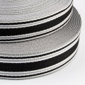 Gurtband Polyester grau schwarz gestreift 38mm