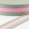 Gurtband Polyester-Baumwolle 38mm grau rosa