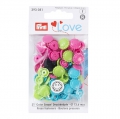 21 Stk. Prym Love Color Snaps, Blume, 13,6mm, trkis/grn/pink 393081