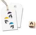 Ministempel Pinguin Ole springend