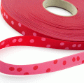 Webband Punkteband, rot-rosa 10mm