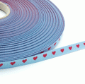 Webband schmales Herzchenband, rot hellblau 7mm