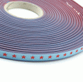 Webband schmales Sternchenband, rot-hellblau 7mm