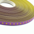 Webband schmales Sternchenband, gelb-lila 7mm
