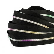 2 Meter Endlosreiverschluss Regenbogen schwarz 3mm