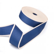 Gurtband Polyester-Baumwolle 38mm blau creme