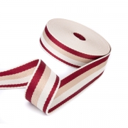 Gurtband Polyester-Baumwolle 38mm rot beige creme