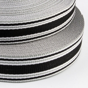 Gurtband Polyester grau schwarz gestreift 30mm