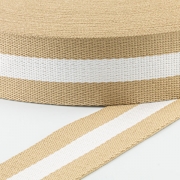 Gurtband Polyester-Baumwolle 38mm beige weiß