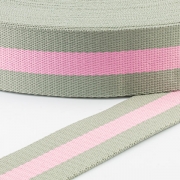 Gurtband Polyester-Baumwolle 38mm grau rosa