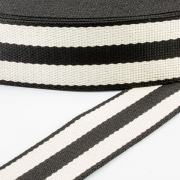 Gurtband Polyester-Baumwolle 38mm schwarz creme