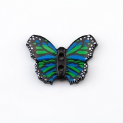 Knopf Schmetterling schwarz blau 28 mm