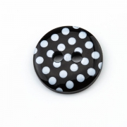 Knopf mit Punkten schwarz 13 mm