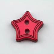 Knopf Stern halbtransparent rot 13 mm