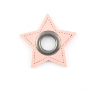 Ösen-Patches rosa Stern 8mm - Öse schwarz brüniert