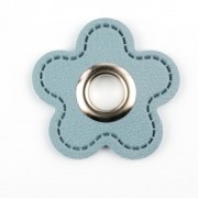 Ösen-Patches Blume mit 8mm Öse hellblau