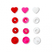 Prym Love Color Snaps, Herz, 12,4mm, rot/weiß/pink 393031