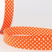 Schrägband aus Baumwolle mit Punkten 20mm orange