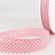 Schrägband aus Baumwolle mit Punkten 20mm rosa