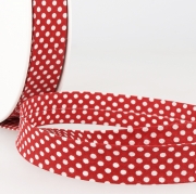 Schrägband aus Baumwolle mit Punkten 20mm rot