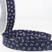 Schrägband aus Baumwolle und PES 20mm Anker dunkelblau