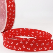Schrägband aus Baumwolle und PES 20mm Anker rot