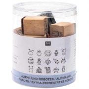 Rico Design - Paper Poetry Holzstempel Set Alien und Roboter