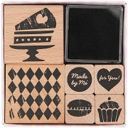 Rico Design - Paper Poetry Holzstempel Set Kuchen