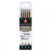 Sakura Pigma Micron 05 Fineliner-Set, 3 Stifte, Schwarz und Grau