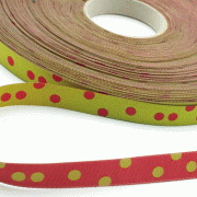 Webband Punkteband, rot lime 10mm