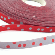 Webband Punkteband, rot grau 10mm
