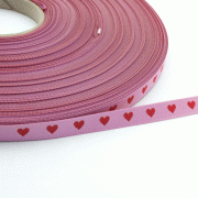 Webband schmales Herzchenband, rosa rot 7mm