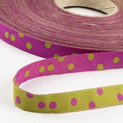 Webband Punkteband, rosa lime 10mm