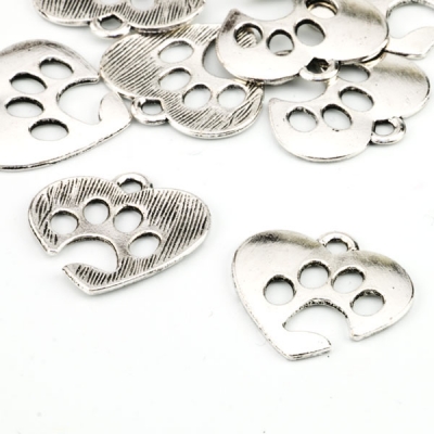 Anhänger Pfote und Herz 10 mm