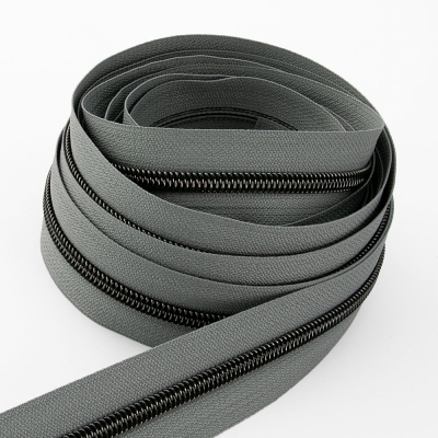 Metallisierter Endlosreißverschluss onyx P10 - 6,5mm grau