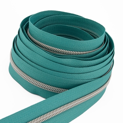 Metallisierter Endlosreißverschluss silber P10 - 6,5mm aquamarin