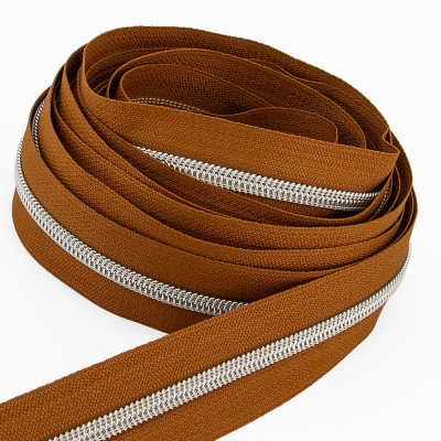 Metallisierter Endlosreißverschluss silber P10 - 6,5mm bernstein