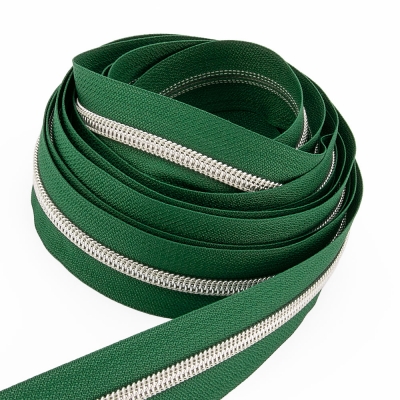 Metallisierter Endlosreißverschluss silber P10 - 6,5mm emerald