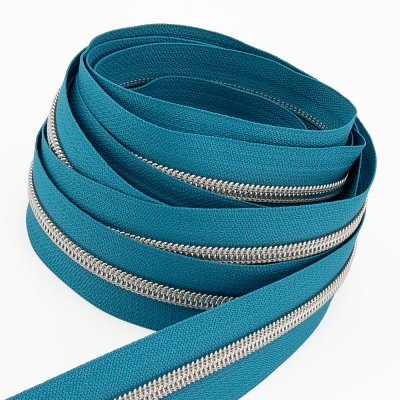 Metallisierter Endlosreißverschluss silber P10 - 6,5mm karibikblau