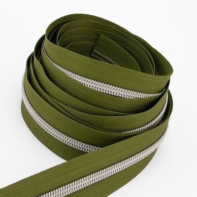 Metallisierter Endlosreißverschluss silber P10 - 6,5mm oliv