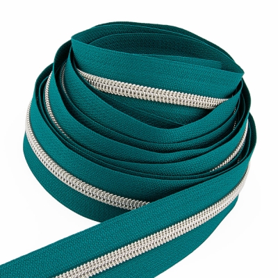 Metallisierter Endlosreißverschluss silber P10 - 6,5mm petrol