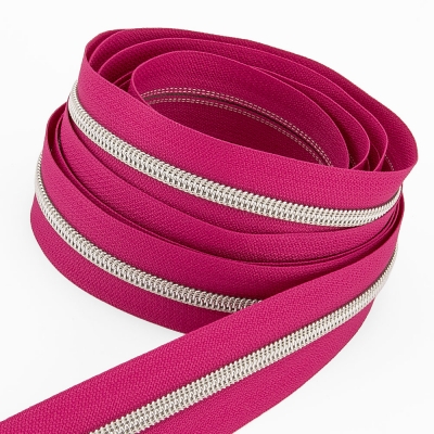 Metallisierter Endlosreißverschluss silber P10 - 6,5mm pink