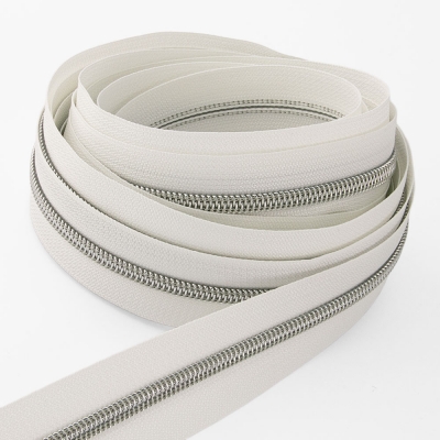 Metallisierter Endlosreißverschluss silber P10 - 6,5mm weiß