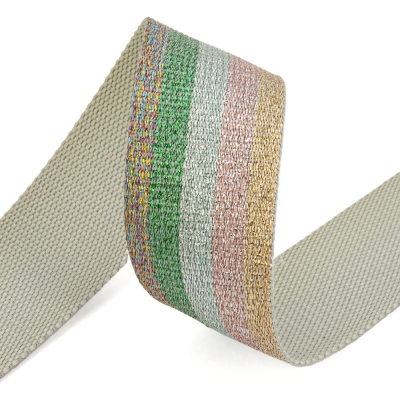 Lurex-Gurtband 38mm rosa grün gold