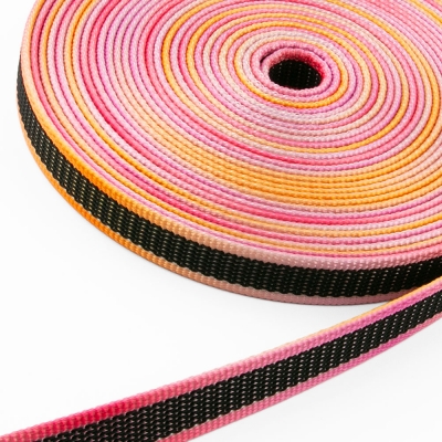 Gurtband mit Gummiauflage 25mm Regenbogen orange