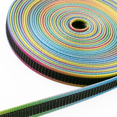Gurtband mit Gummiauflage 25mm Regenbogen