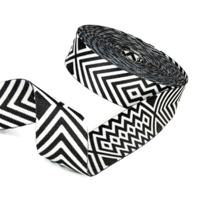 Gurtband Polyester bedruckt weiß schwarz 38mm