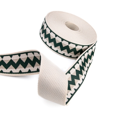 Gurtband Polyester-Baumwolle 50mm Chevron dunkelgrün