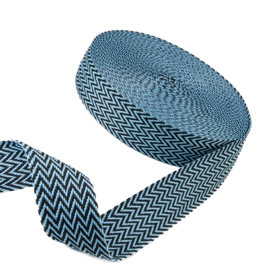 Gurtband 38mm zickzack hellblau schwarz